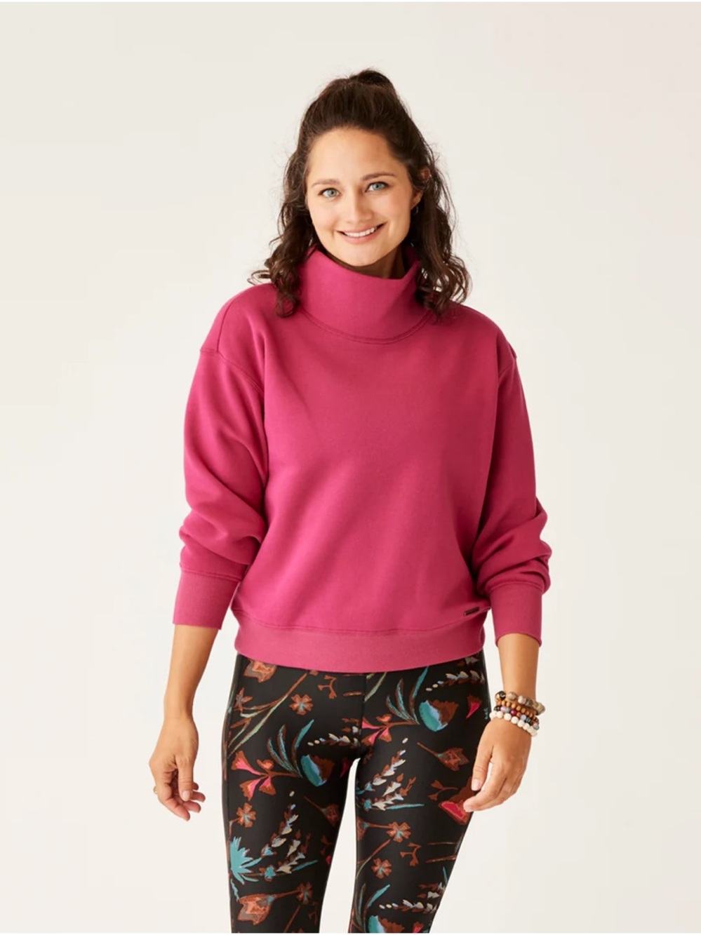 Carve Designs Lennox Fleece Mock Neck Sweatshirt Raspberry Women’s M